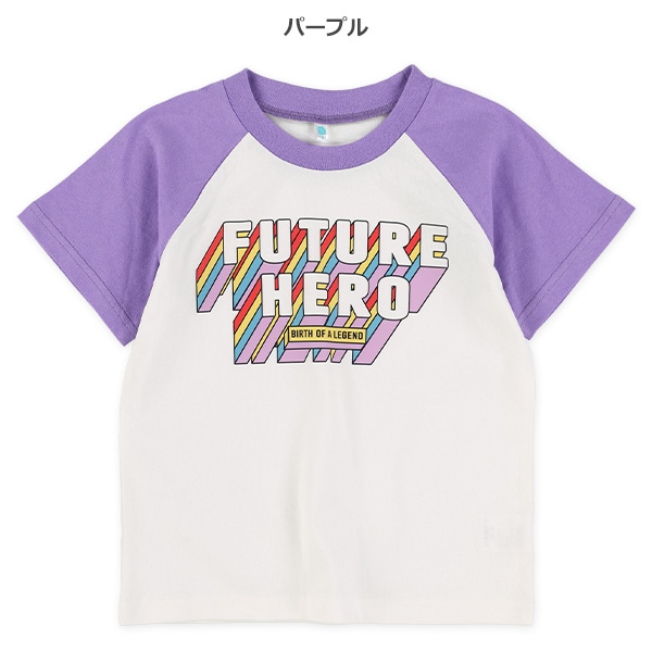 袖配色立体ロゴラグラン半袖Tシャツ