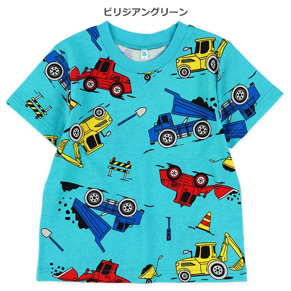 恐竜・はたらくくるま総柄半袖Tシャツ
