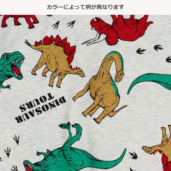 恐竜・はたらくくるま総柄半袖Tシャツ