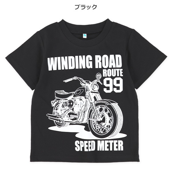 バイク英字プリント半袖Tシャツ