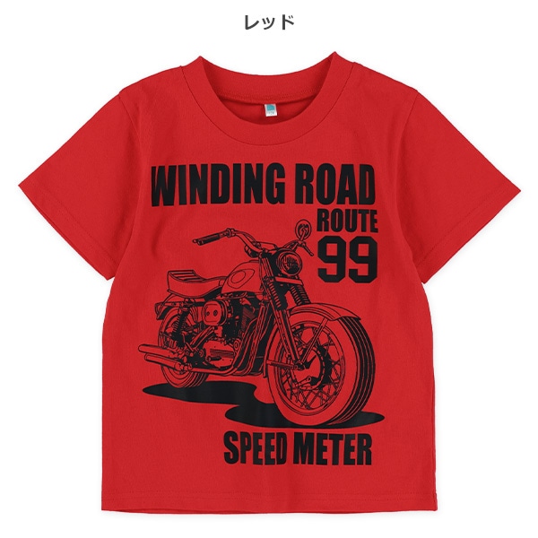 バイク英字プリント半袖Tシャツ