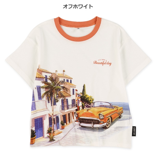 風景プリント半袖Tシャツ