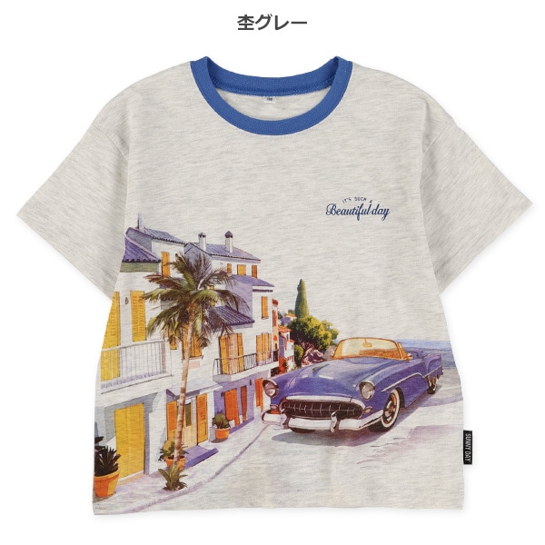 風景プリント半袖Tシャツ