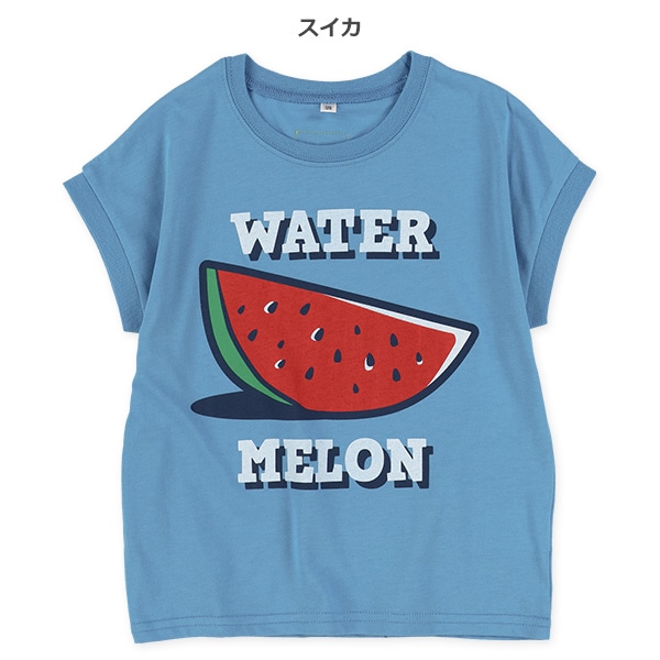 フルーツロゴプリントドロップショルダー半袖Tシャツ