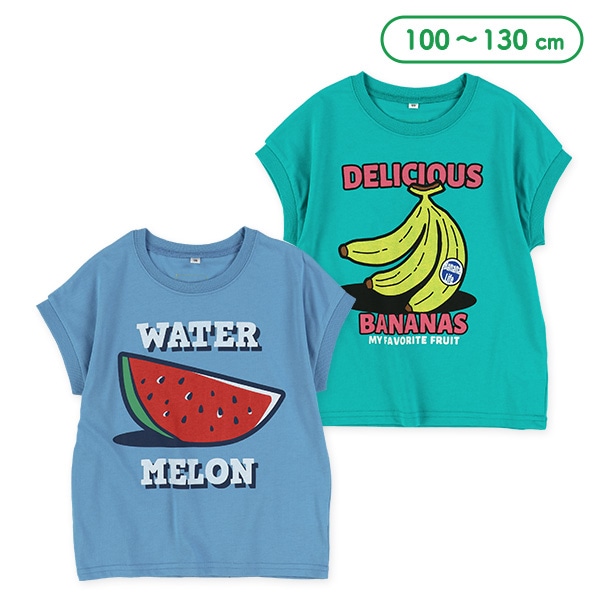 フルーツロゴプリントドロップショルダー半袖Tシャツ