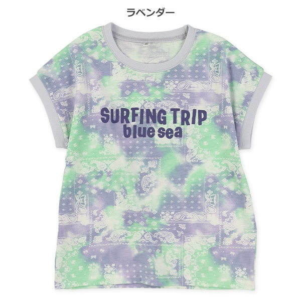 バンダナ柄ドロップショルダーTシャツ