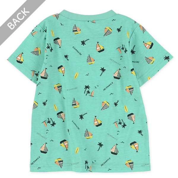 ビーチ総柄半袖Tシャツ