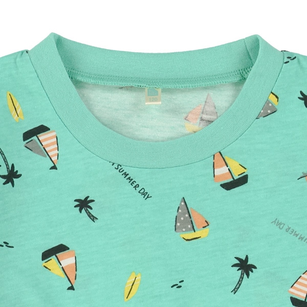 ビーチ総柄半袖Tシャツ