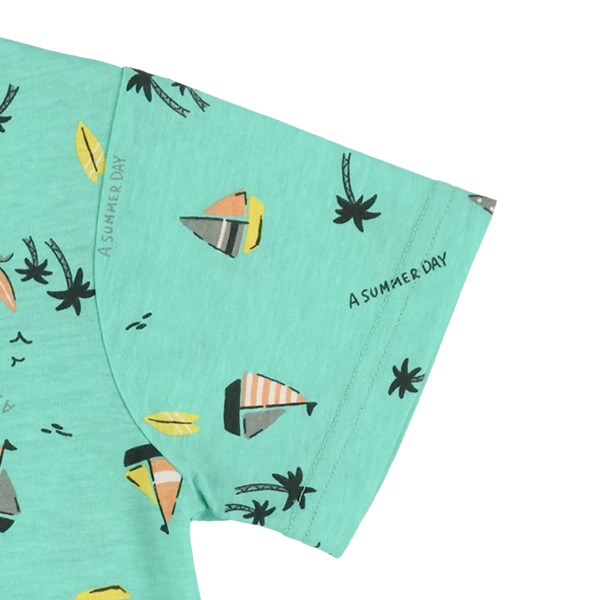 ビーチ総柄半袖Tシャツ