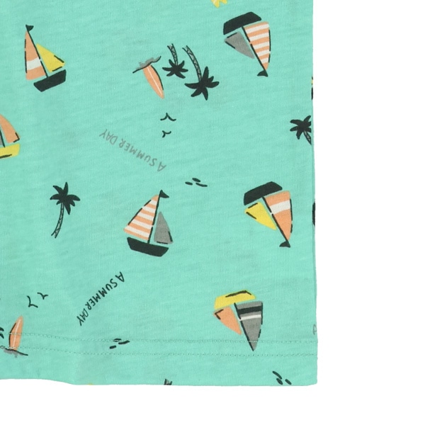 ビーチ総柄半袖Tシャツ