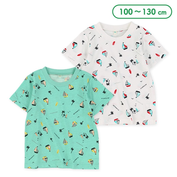 ビーチ総柄半袖Tシャツ