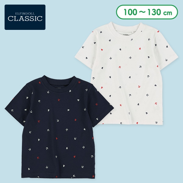 マリン総柄プリント半袖Tシャツ