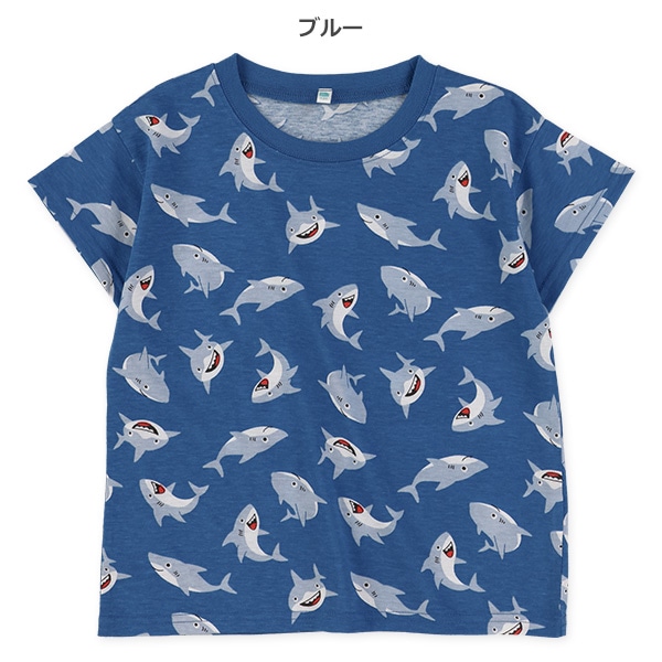 サメ総柄半袖Tシャツ