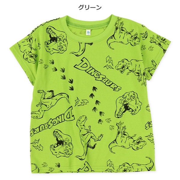 恐竜線描き総柄半袖Tシャツ