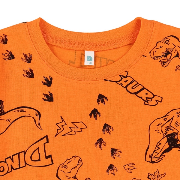 恐竜線描き総柄半袖Tシャツ