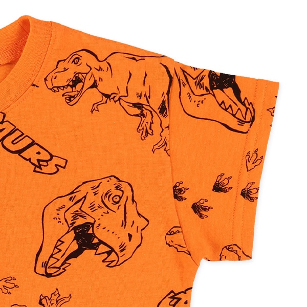 恐竜線描き総柄半袖Tシャツ
