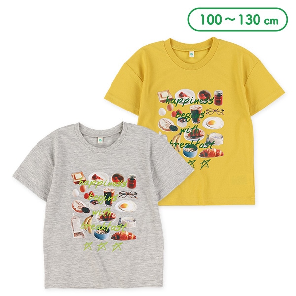 食べ物転写プリント半袖Tシャツ