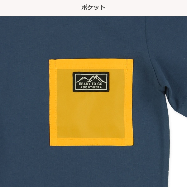 配色ポケット付き半袖Tシャツ