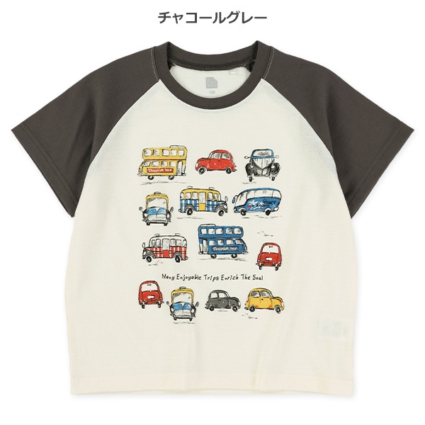 天竺くるまプリントラグラン半袖Tシャツ