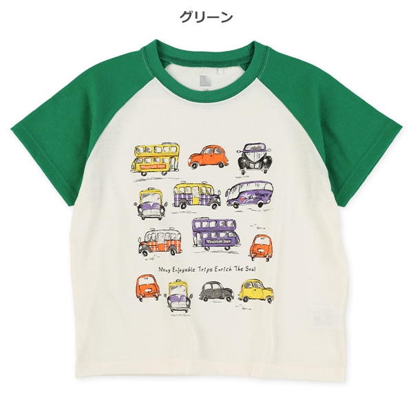 天竺くるまプリントラグラン半袖Tシャツ