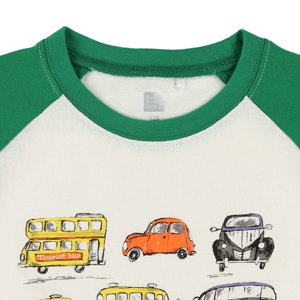 天竺くるまプリントラグラン半袖Tシャツ