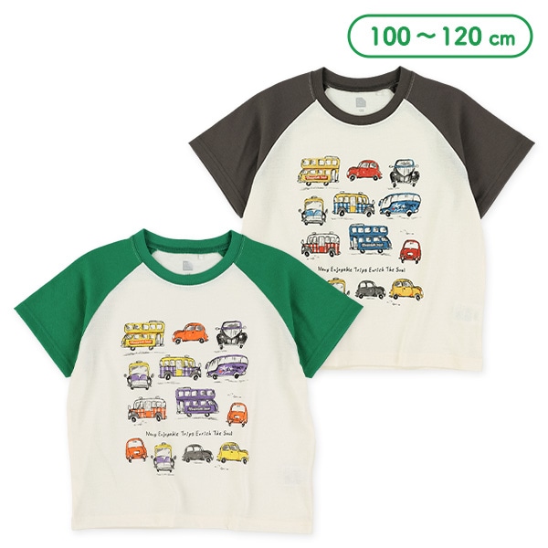 天竺くるまプリントラグラン半袖Tシャツ