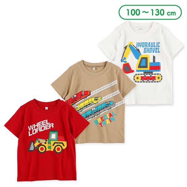 のりものブロック半袖Tシャツ