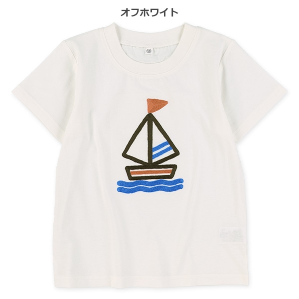 ヨットチェーンステッチ刺繍半袖Tシャツ