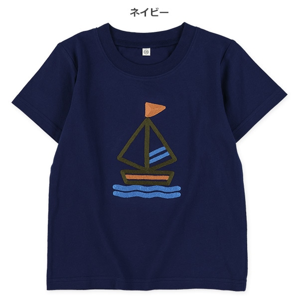 ヨットチェーンステッチ刺繍半袖Tシャツ
