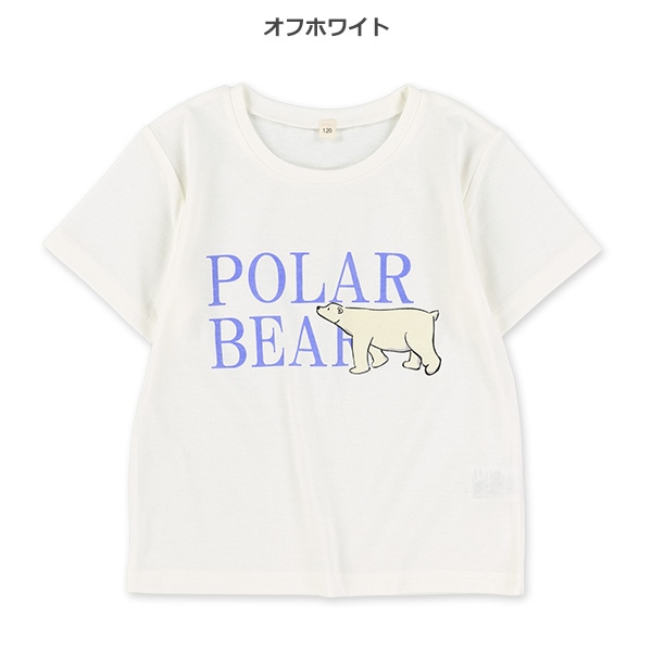白くまロゴプリント半袖Tシャツ