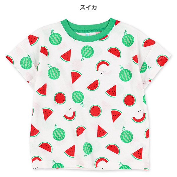 野菜フルーツ総柄半袖Tシャツ