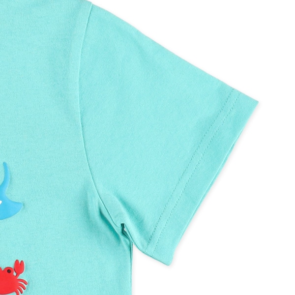 カラフル発泡プリント英字半袖Tシャツ（昆虫・くるま・恐竜・うみ）