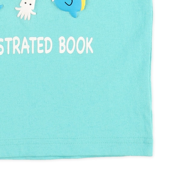 カラフル発泡プリント英字半袖Tシャツ（昆虫・くるま・恐竜・うみ）