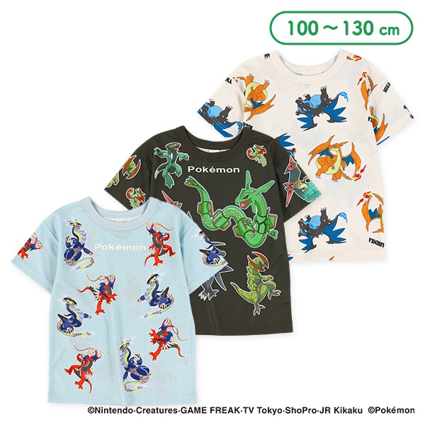 ポリエステルメッシュ総柄半袖Tシャツ（ポケモン）