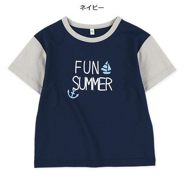 接触冷感マリンロゴプリント半袖Tシャツ
