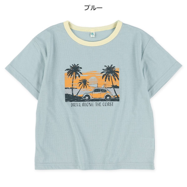 ビーチくるまプリント半袖Tシャツ