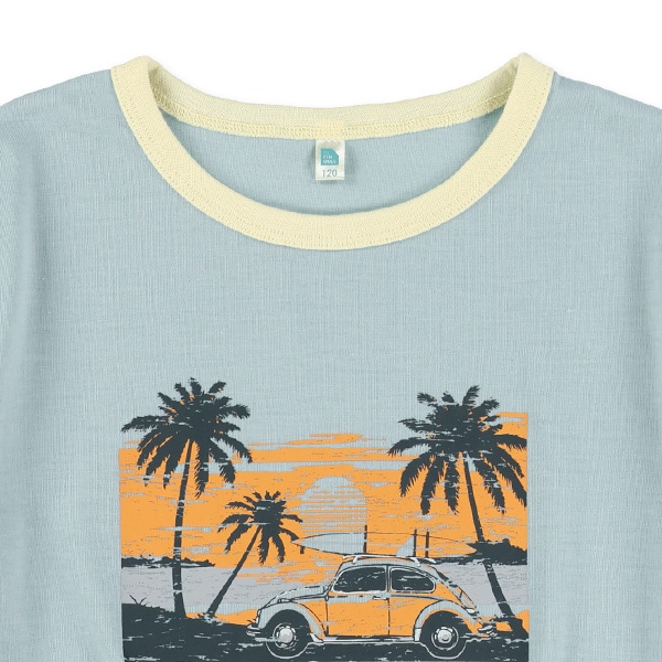 ビーチくるまプリント半袖Tシャツ
