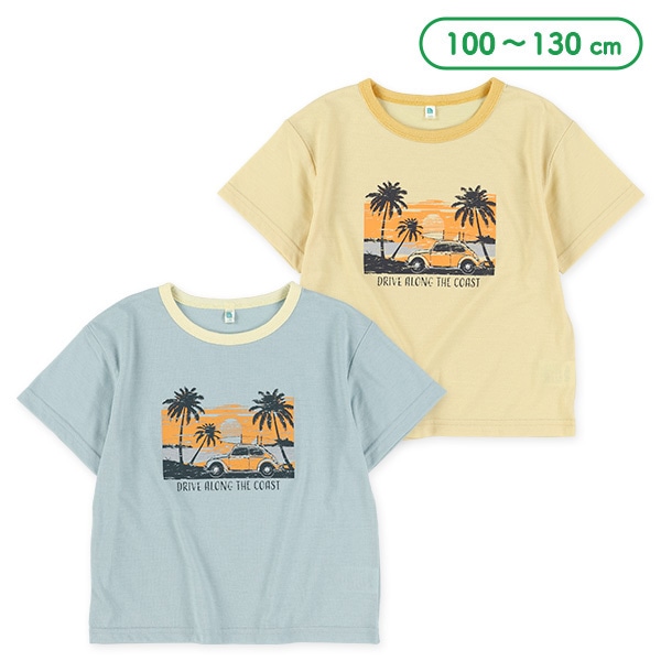 ビーチくるまプリント半袖Tシャツ