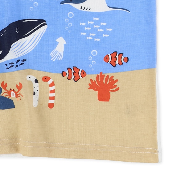 恐竜・海の生き物プリント半袖Tシャツ
