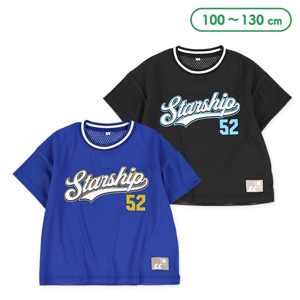ショート丈メッシュ切り替えビッグシルエット半袖Tシャツ