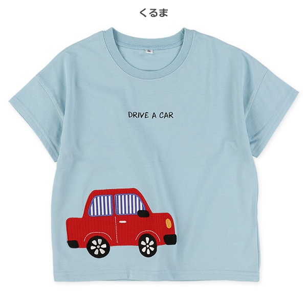 異素材アップリケ半袖Tシャツ