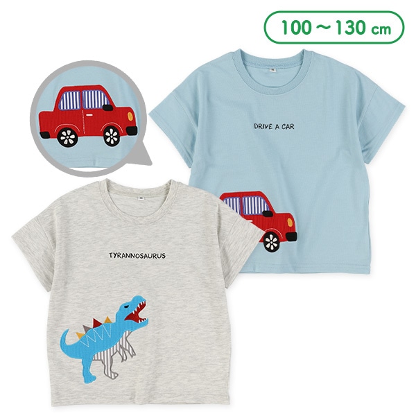 異素材アップリケ半袖Tシャツ