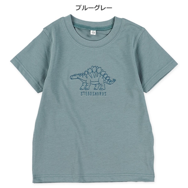 恐竜ステッチ刺繍半袖Tシャツ