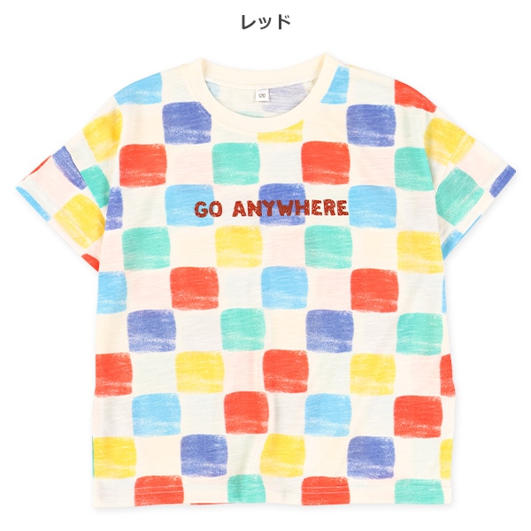 スラブ幾何学柄半袖Tシャツ