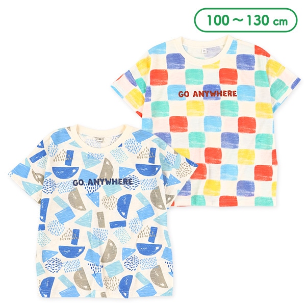 スラブ幾何学柄半袖Tシャツ