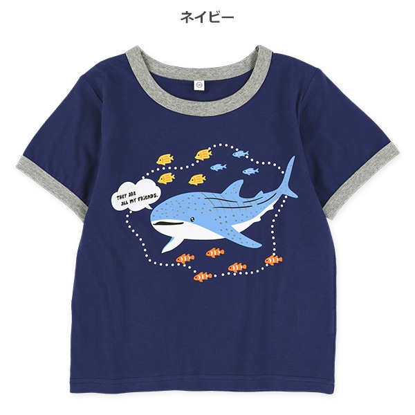 海の生き物プリント半袖Tシャツ