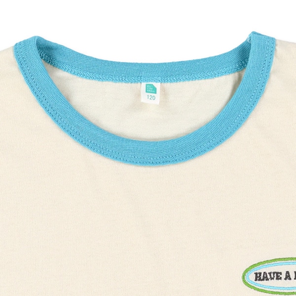 胸ロゴ刺繍リンガー半袖Tシャツ