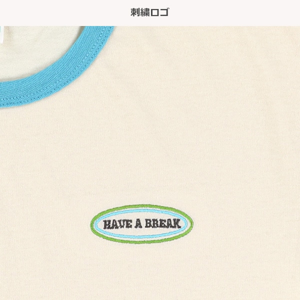 胸ロゴ刺繍リンガー半袖Tシャツ