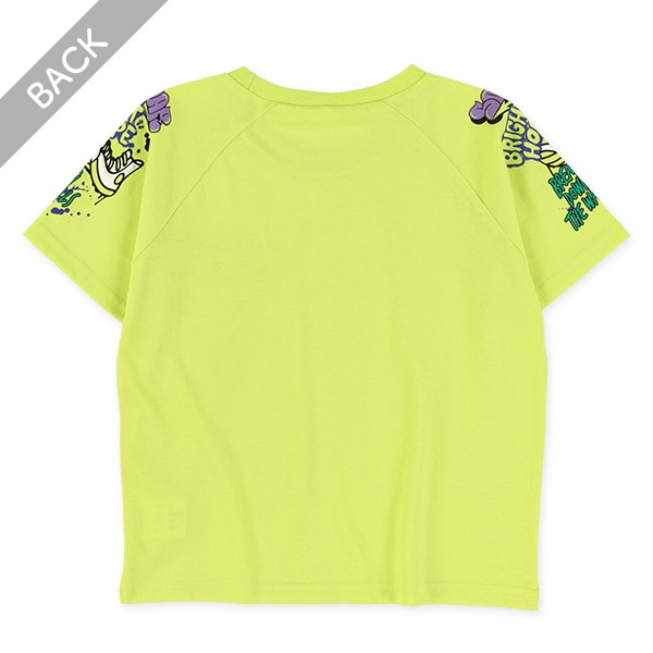 ロゴ肩胸プリントラグラン半袖Tシャツ