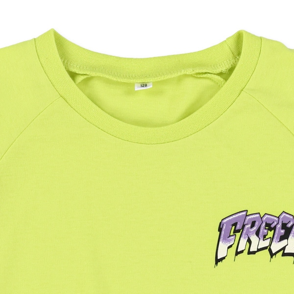 ロゴ肩胸プリントラグラン半袖Tシャツ